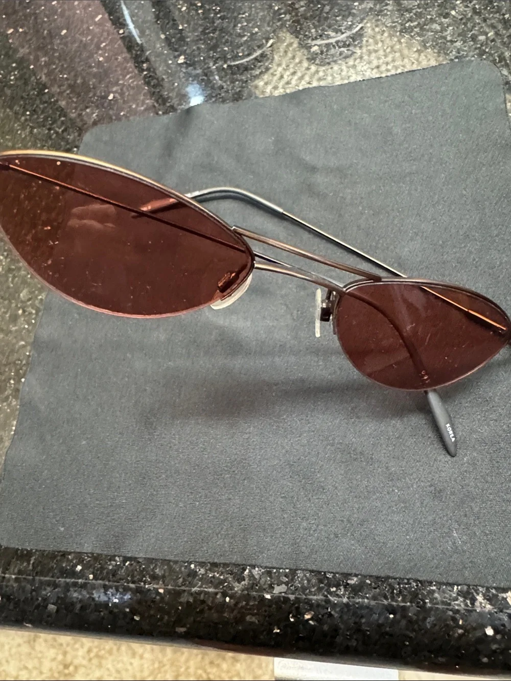 Slim Cat Eye  Sunglasses with Colored Lenses and Coper Colored Frame